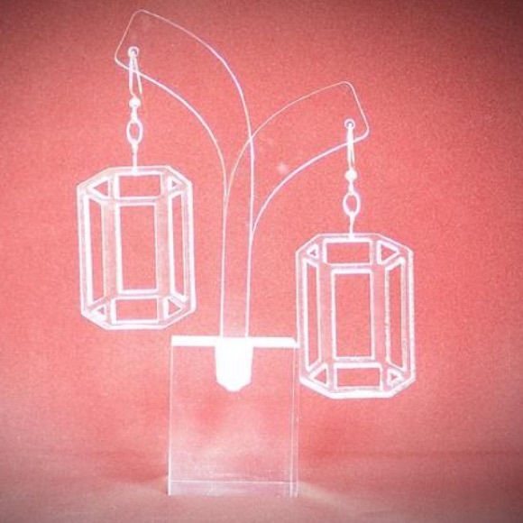 Transparent Prism Earrings - Hexagonal Lucite - Picture 7 of 7
